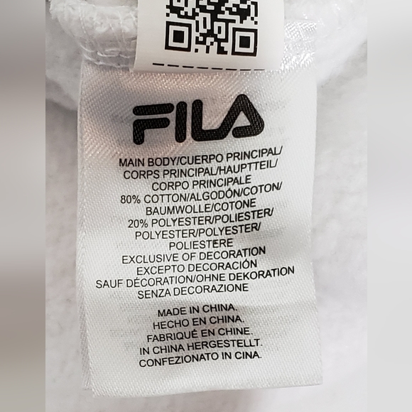 Fila Ladies' 1/4 Zip Fleece Pullover Sweatshirt, White/Navy Large - Picture 7 of 14